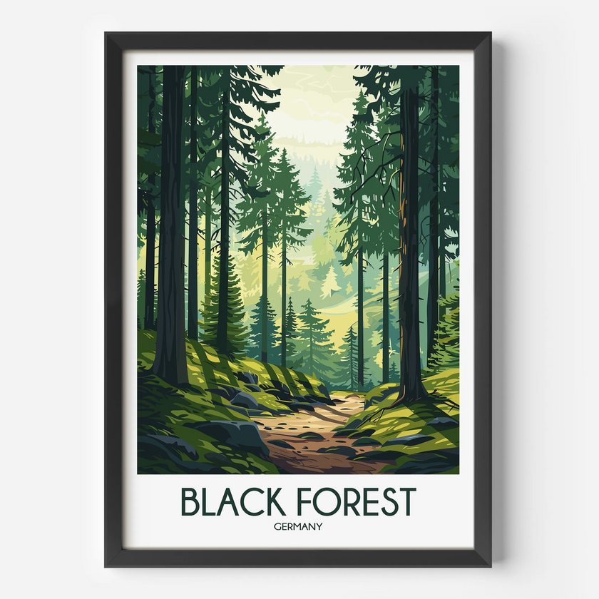 Black Forest Retro Travel Illustration