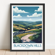 Blackdown Hills Retro Travel Illustration