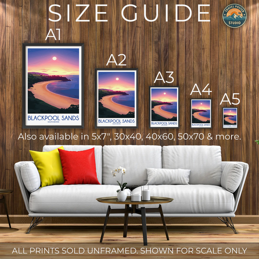 Blackpool Sands Souvenir Poster Print