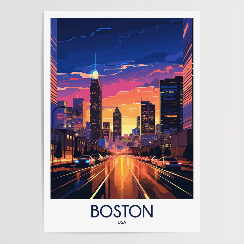 Boston Retro Travel Illustration