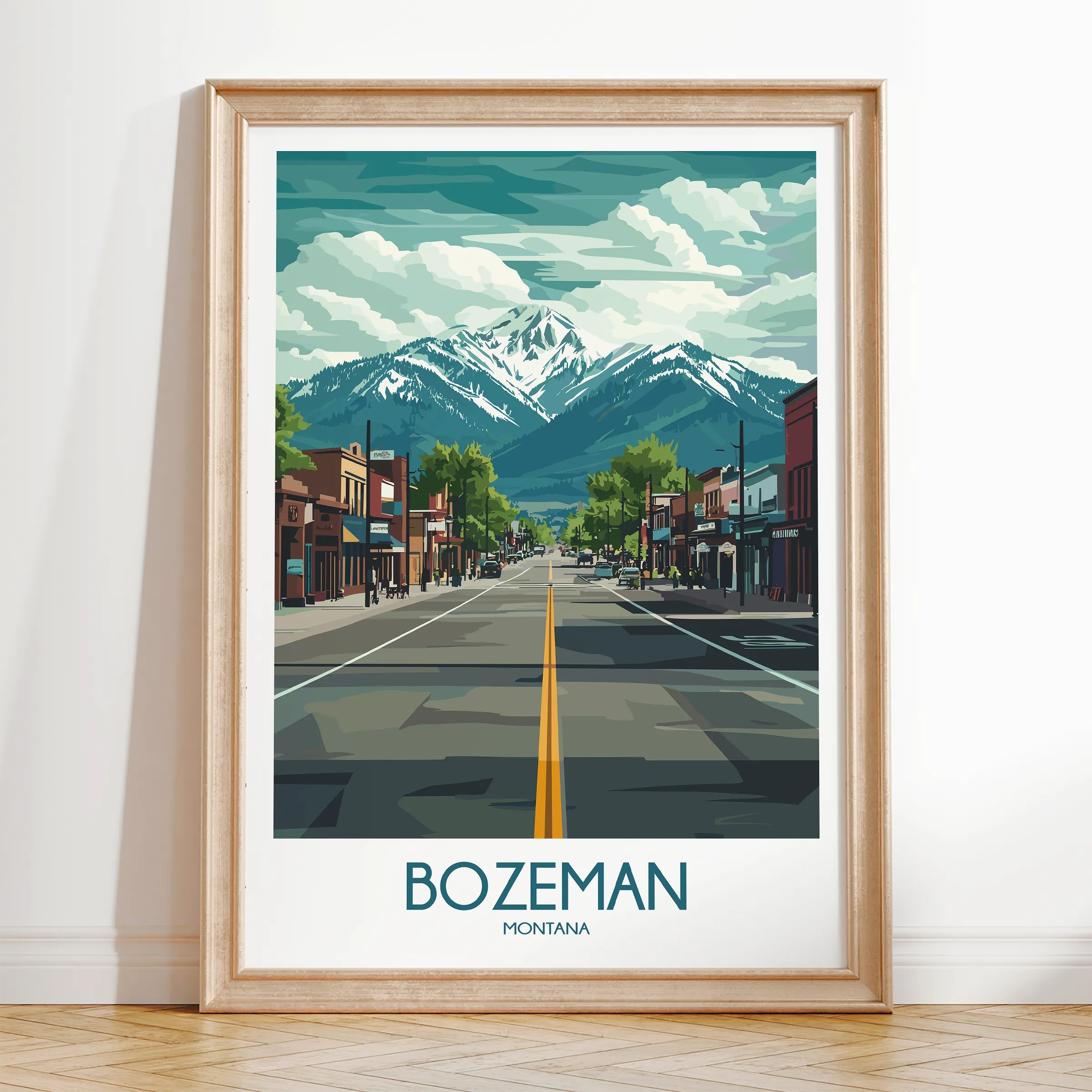 Bozeman Retro Travel Illustration