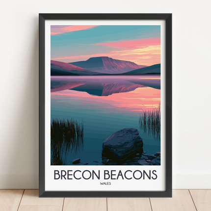 Brecon Beacons Retro Travel Illustration