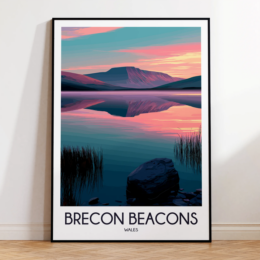 Brecon Beacons Retro Travel Illustration
