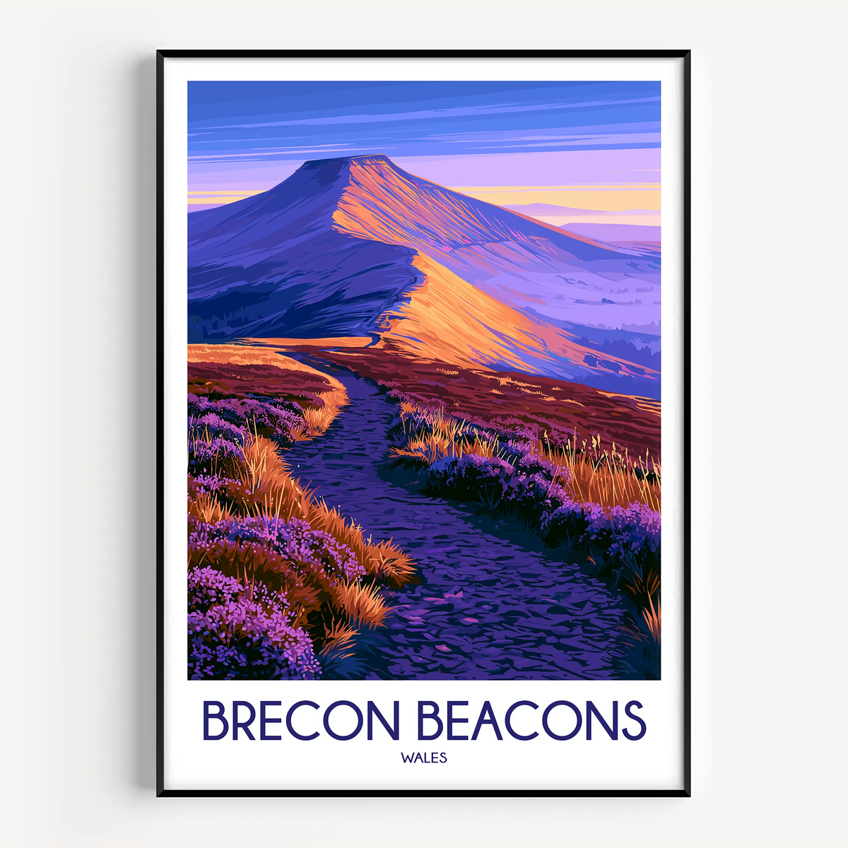 Brecon Beacons Retro Travel Illustration