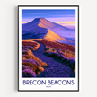 Brecon Beacons Retro Travel Illustration