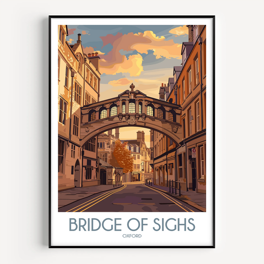 Bridge Of Sighs Retro Travel Illustration