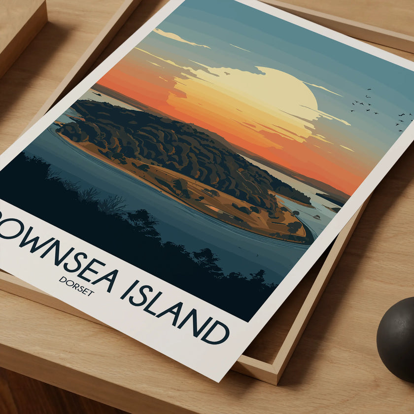 Brownsea Island Retro Travel Illustration