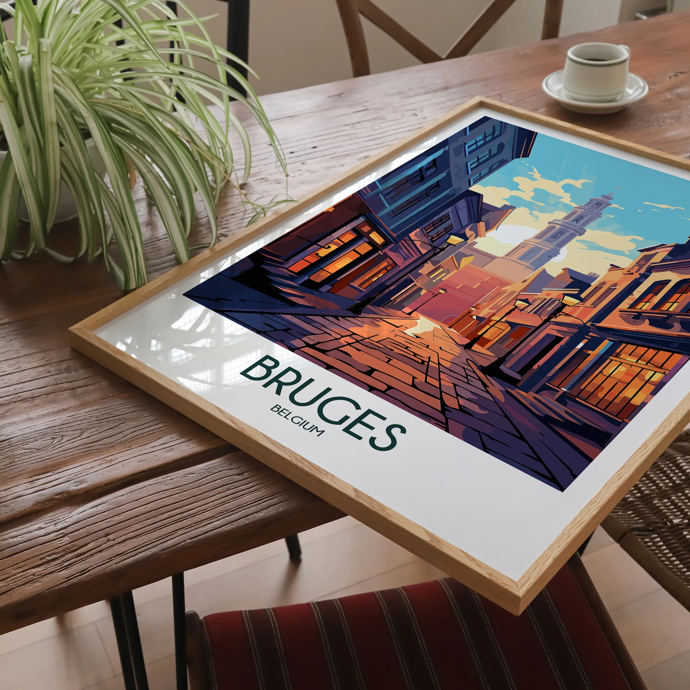 Bruges Retro Travel Illustration