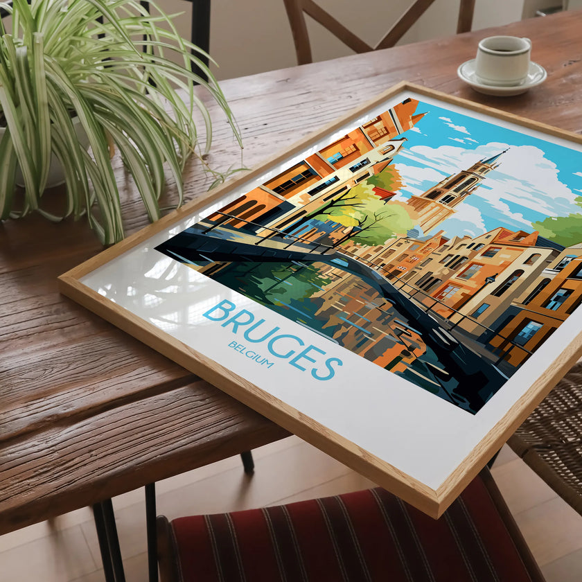 Bruges Retro Travel Illustration