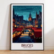 Bruges Retro Travel Illustration