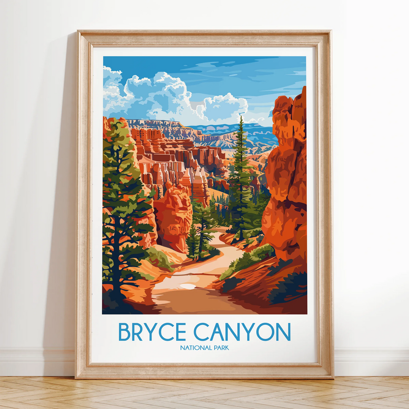 Bryce Canyon Retro Travel Illustration