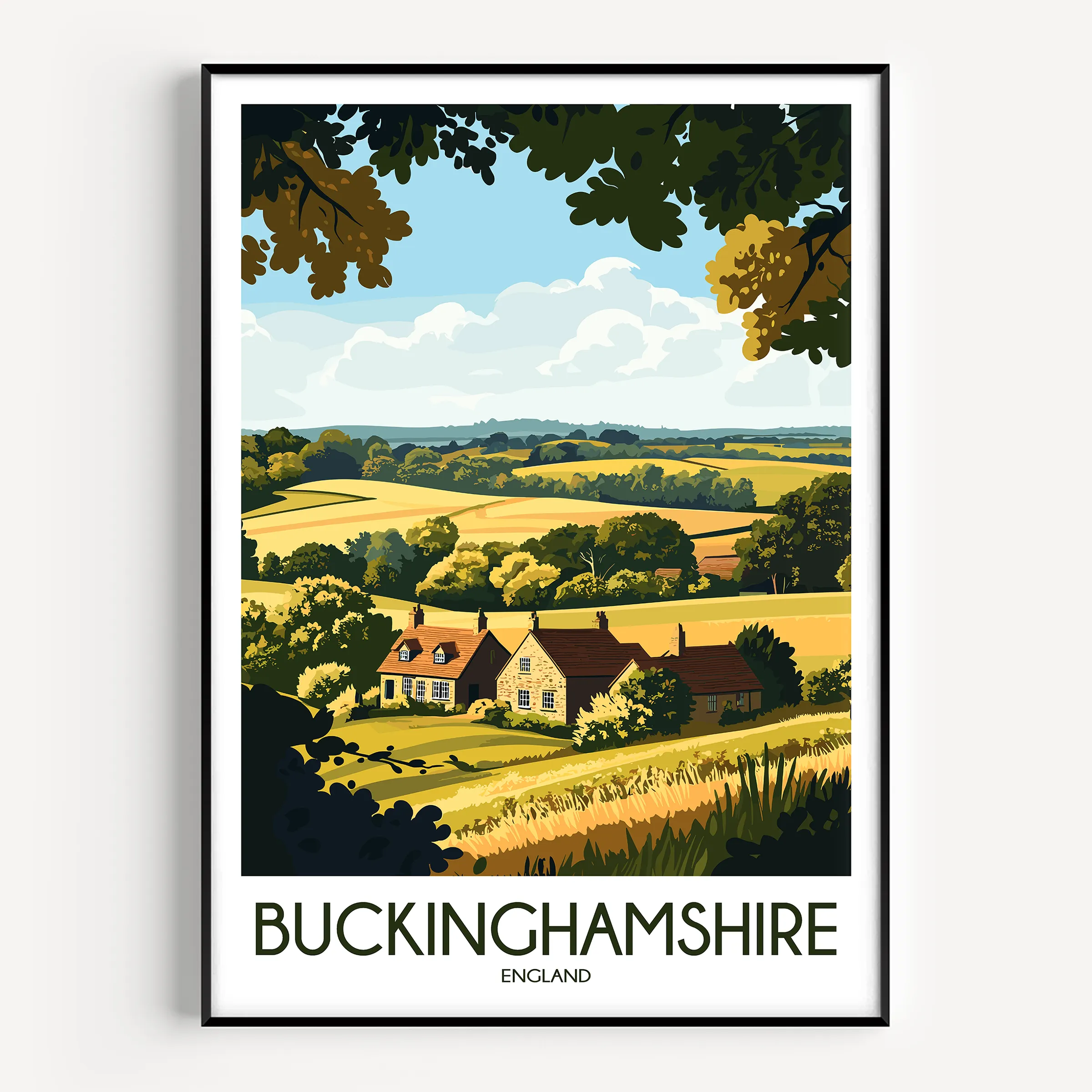 Buckinghamshire Retro Travel Illustration