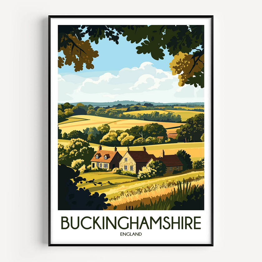 Buckinghamshire Retro Travel Illustration
