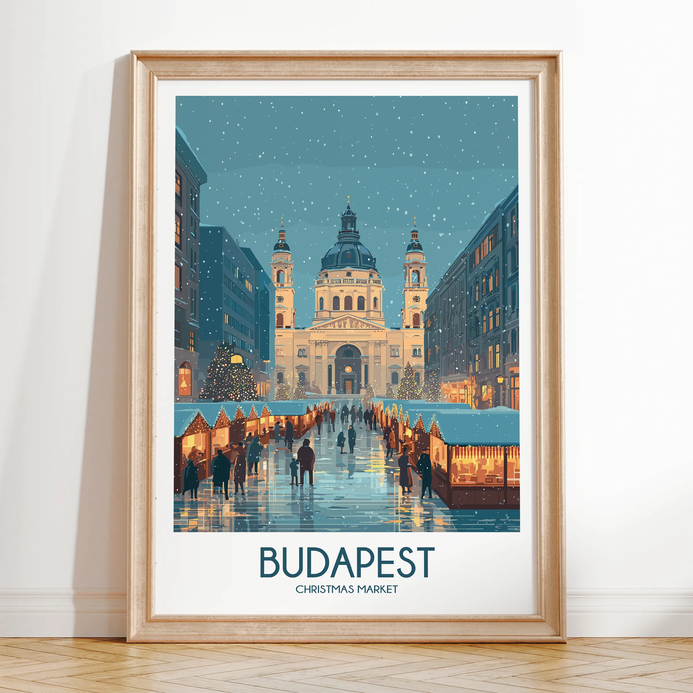 Budapest Retro Travel Illustration