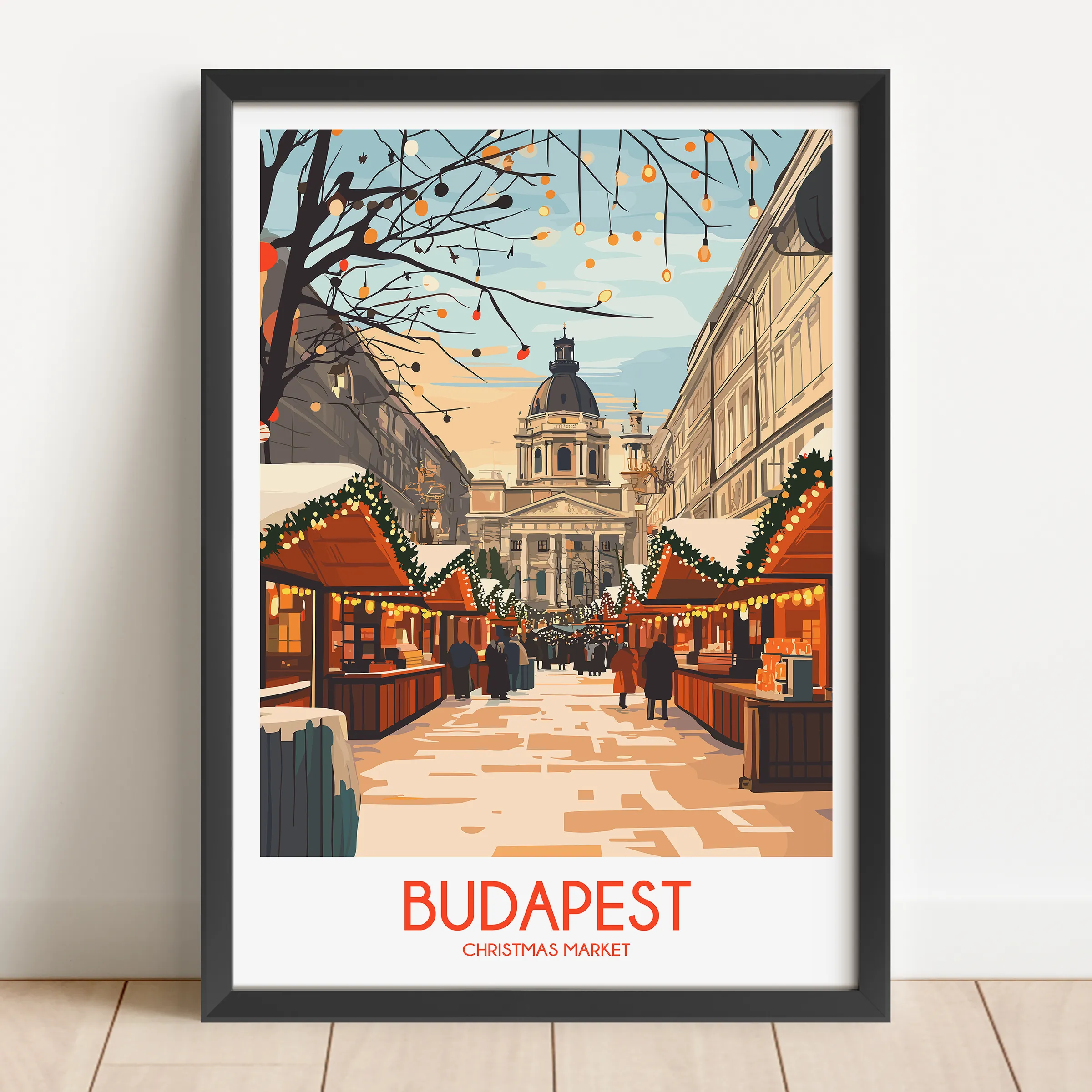Budapest Retro Travel Illustration