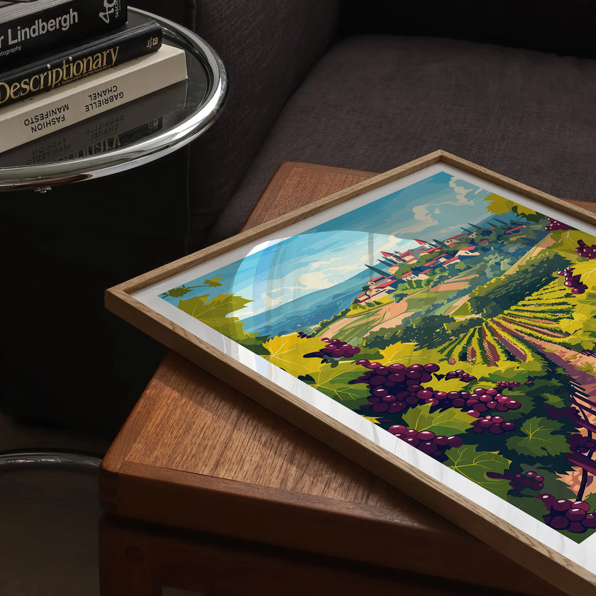 Burgundy Retro Travel Illustration