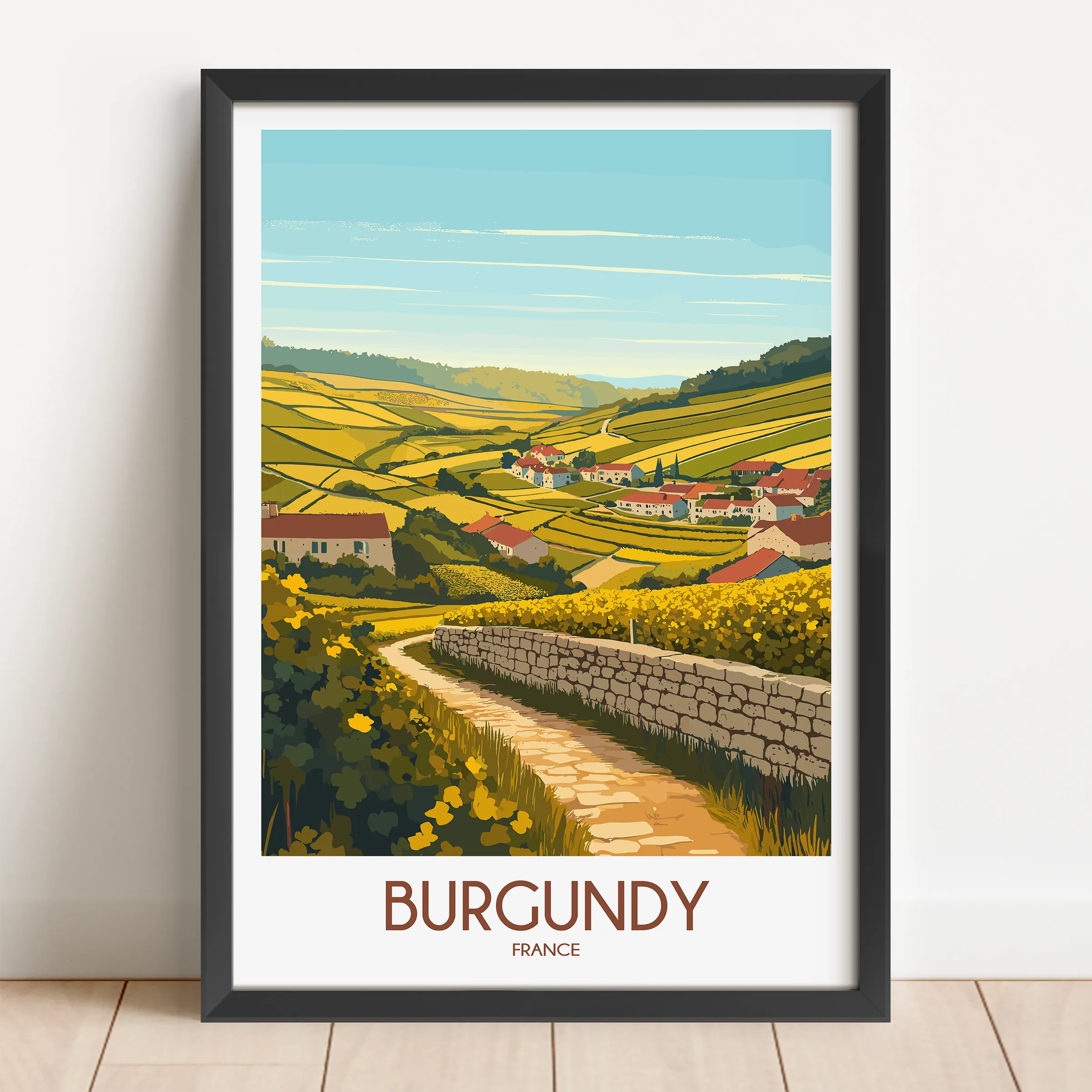 Burgundy Retro Travel Illustration