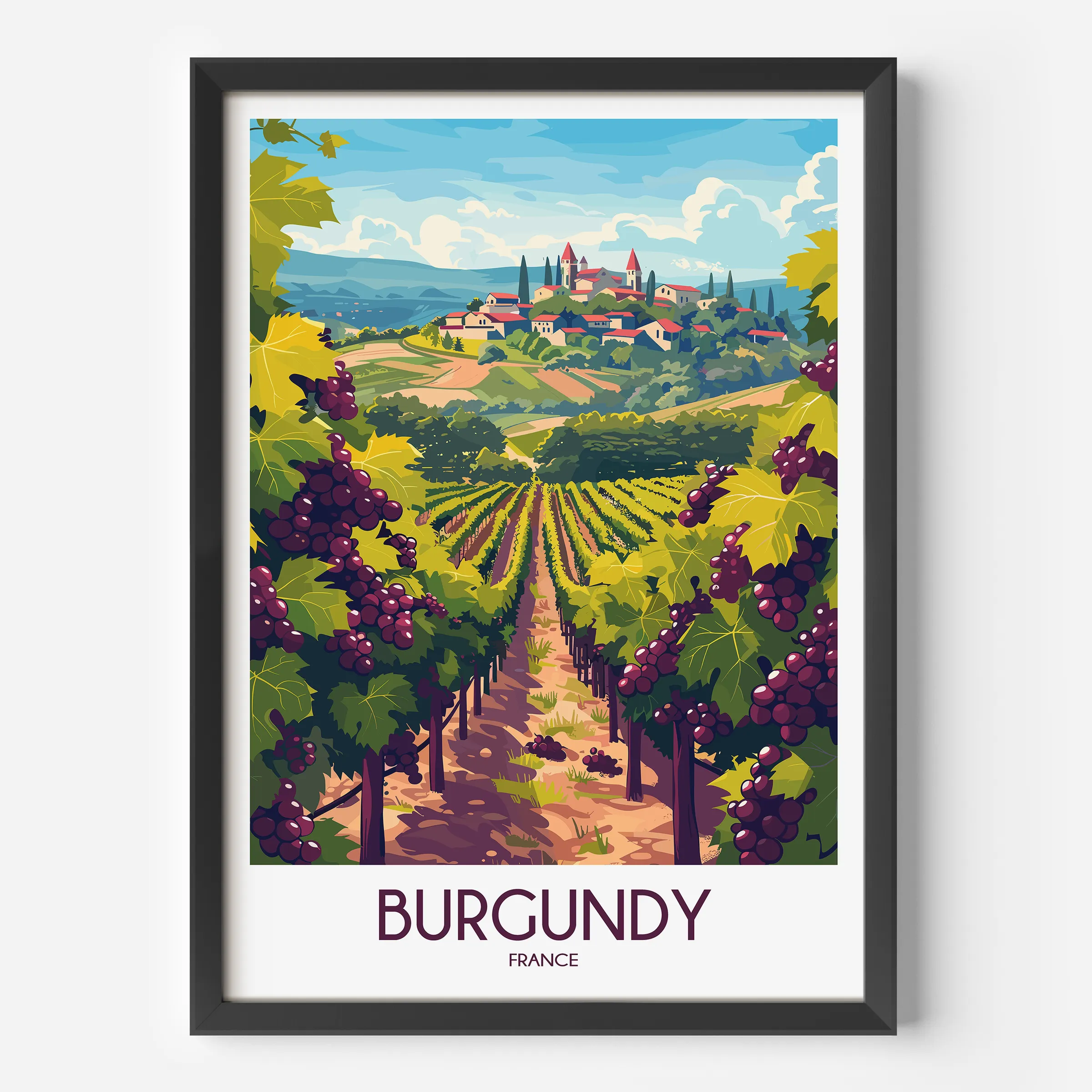 Burgundy Retro Travel Illustration
