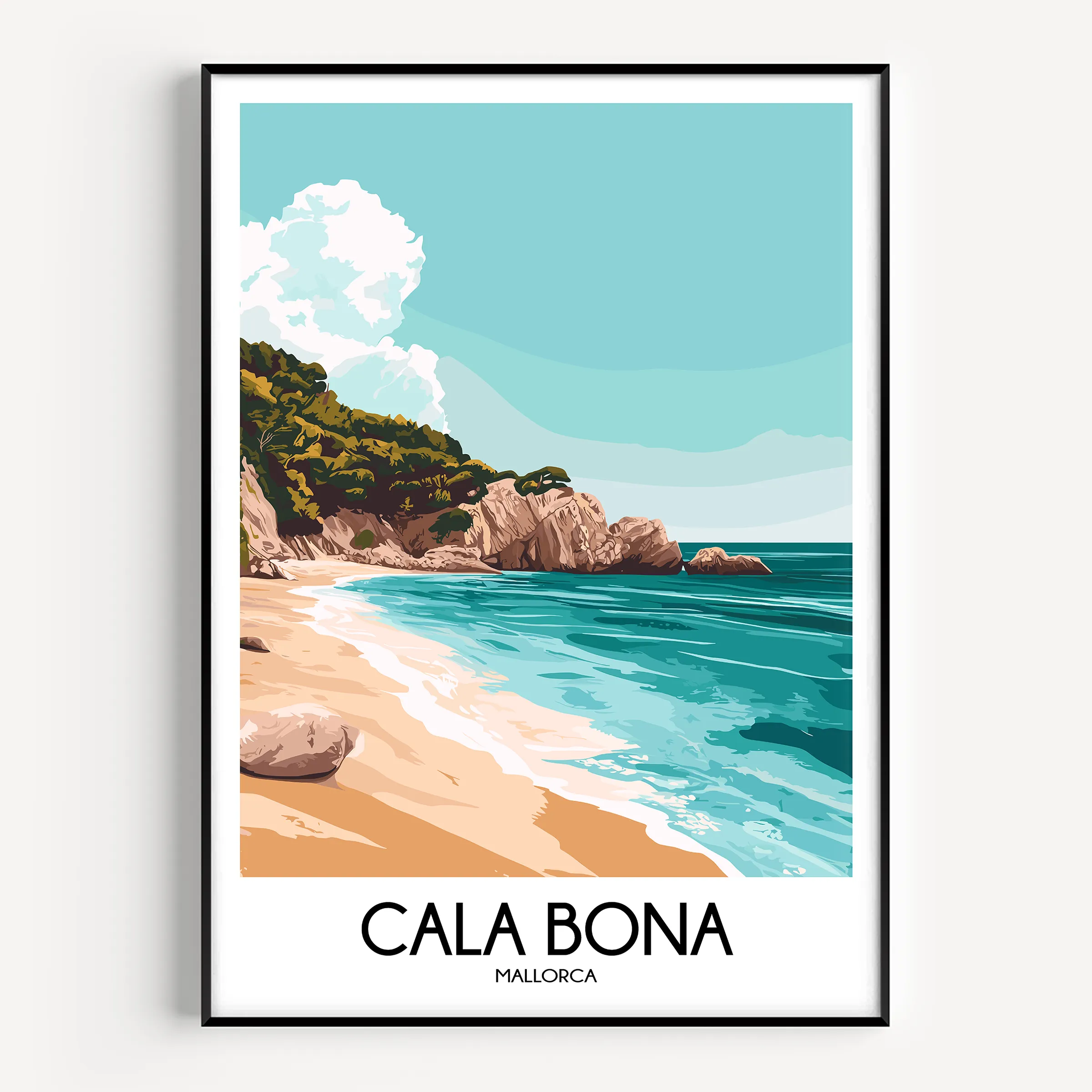 Cala Bona Retro Travel Illustration