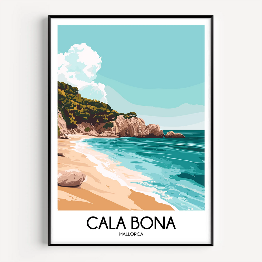 Cala Bona Retro Travel Illustration