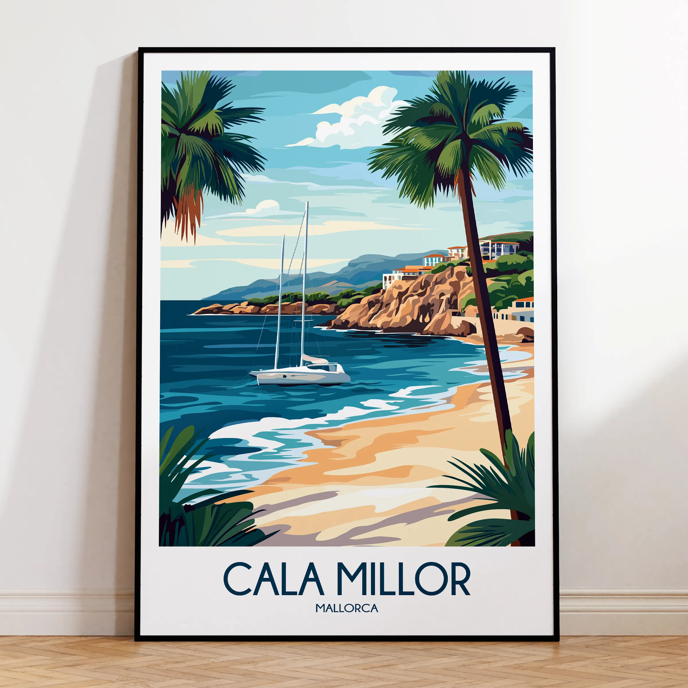 Cala Millor Retro Travel Illustration
