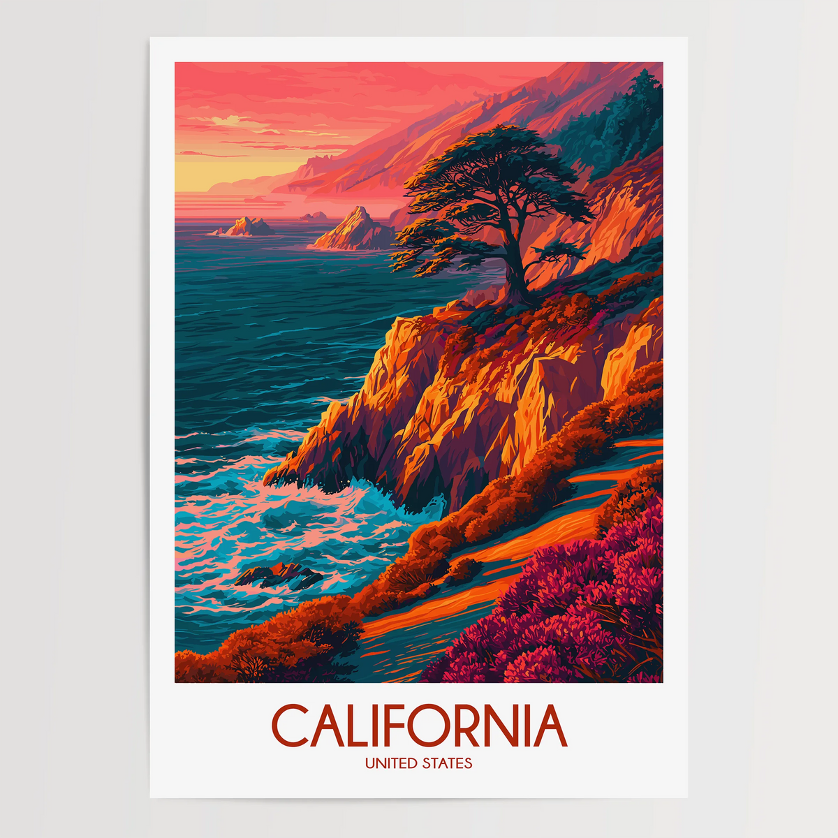 California Retro Travel Illustration