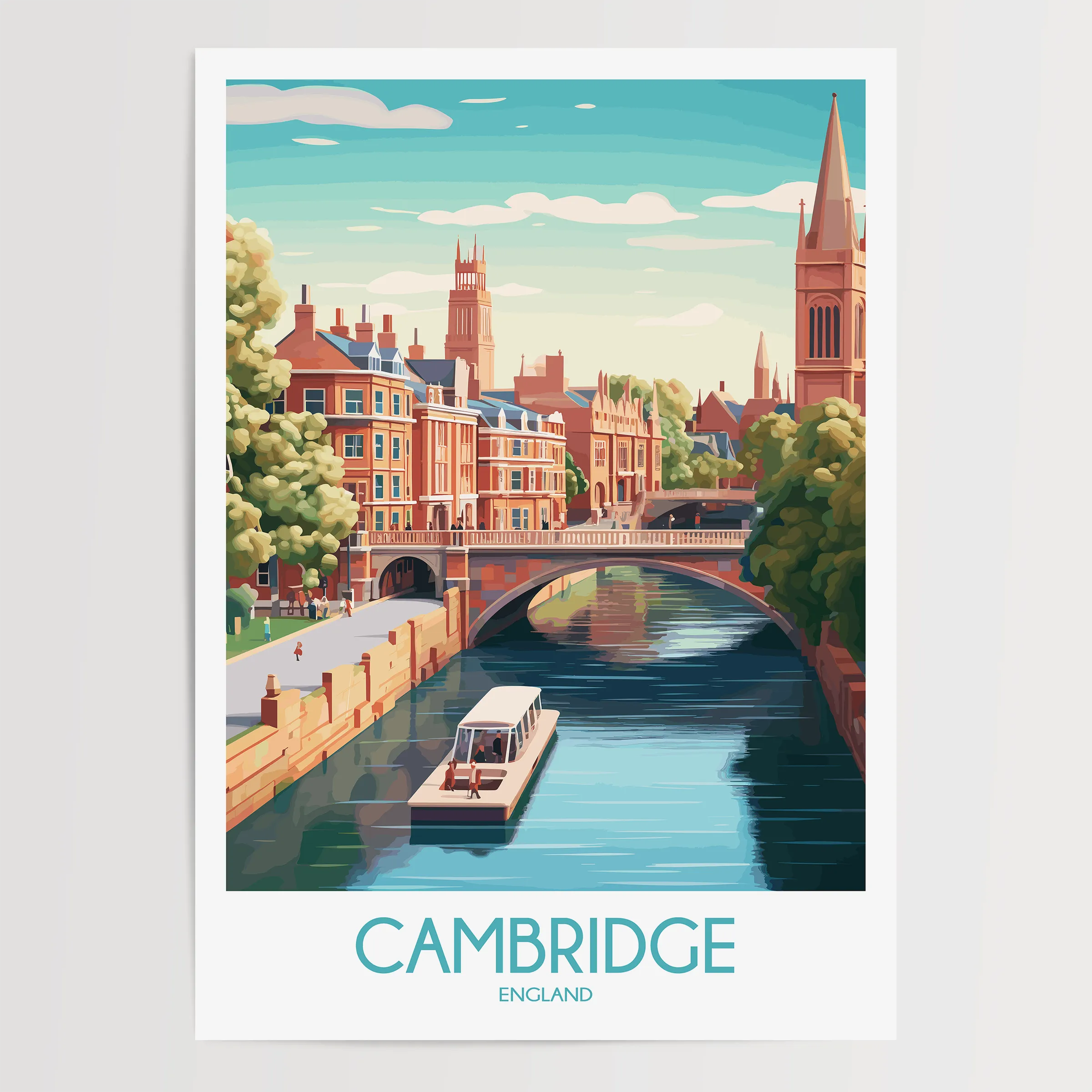 Cambridge Retro Travel Illustration
