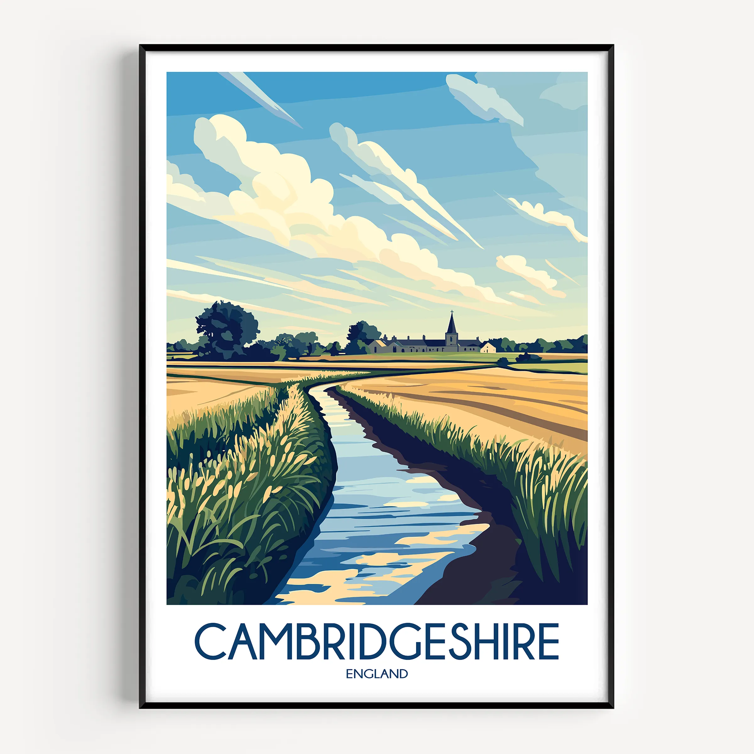 Cambridgeshire Modern Travel Poster