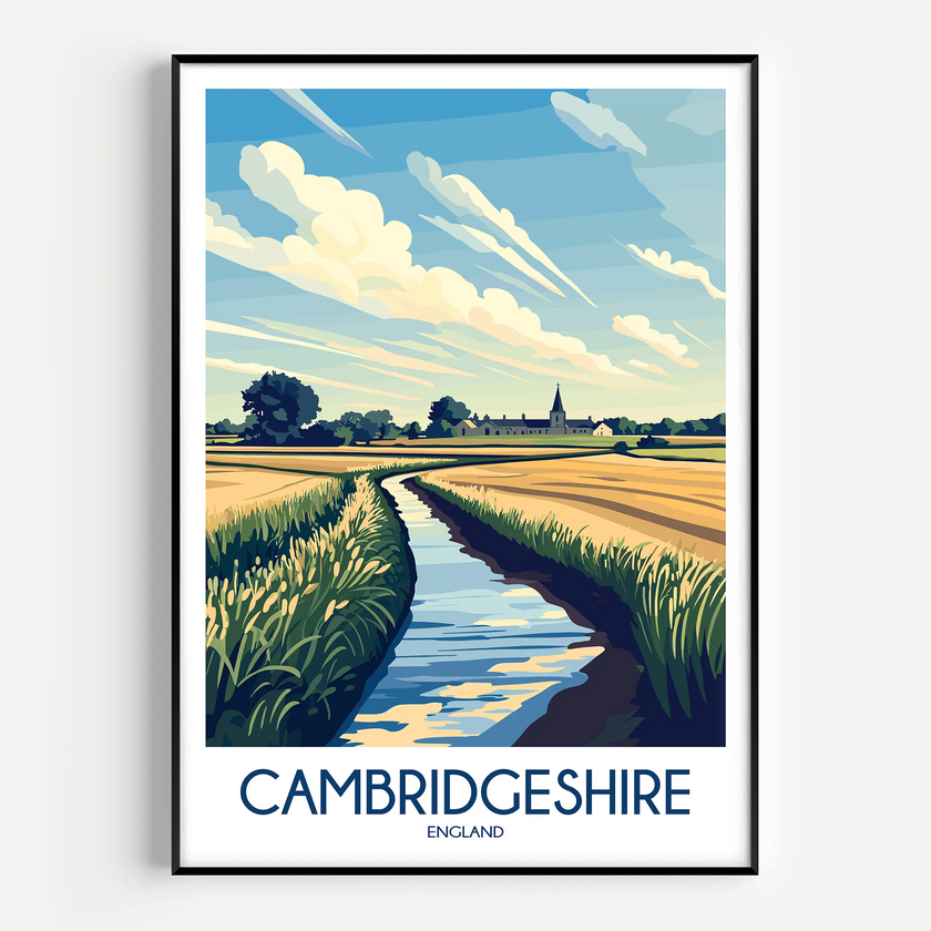 Cambridgeshire Modern Travel Poster