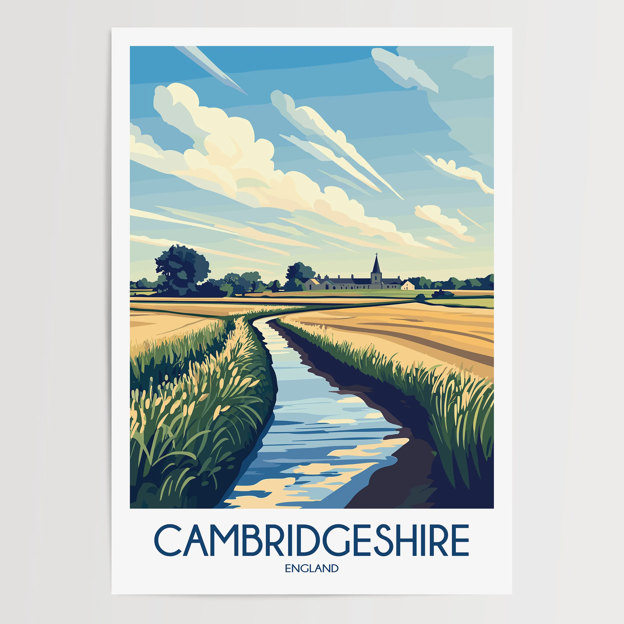 Cambridgeshire Retro Travel Illustration