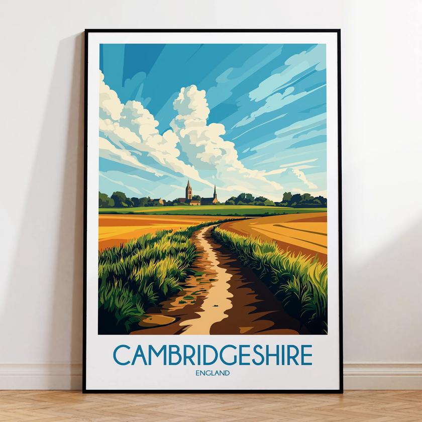 Cambridgeshire Retro Travel Illustration