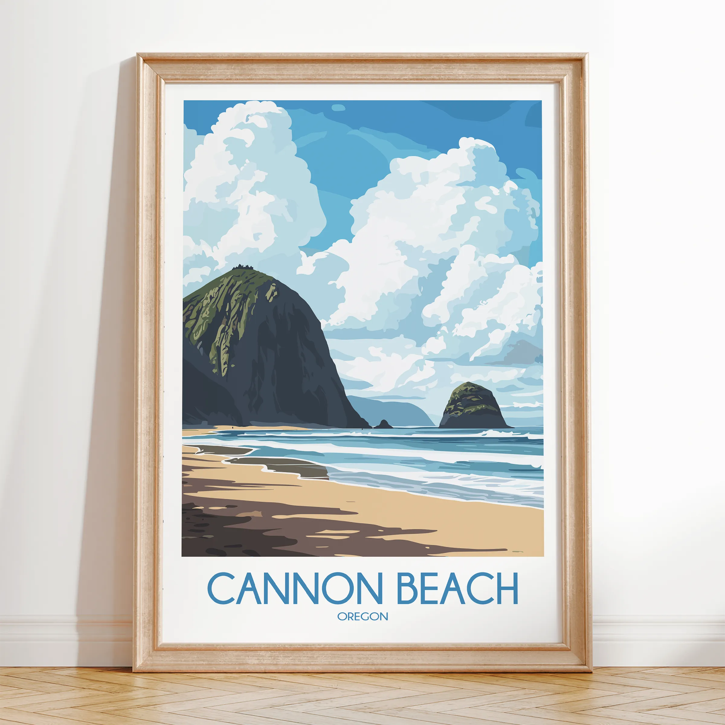 Cannon Beach Retro Travel Illustration
