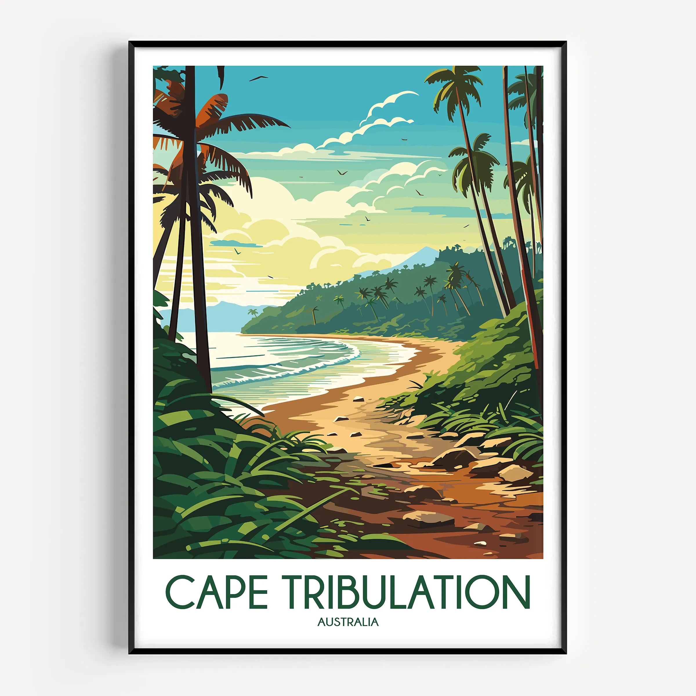 Cape Tribulation Retro Travel Illustration