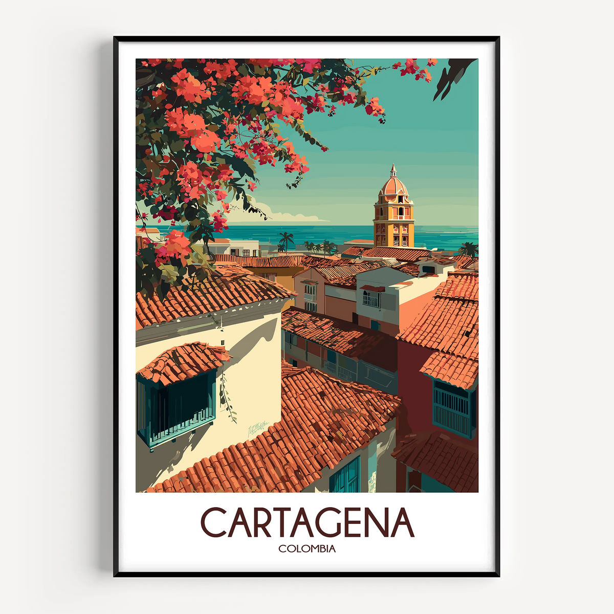 Cartagena Retro Travel Illustration