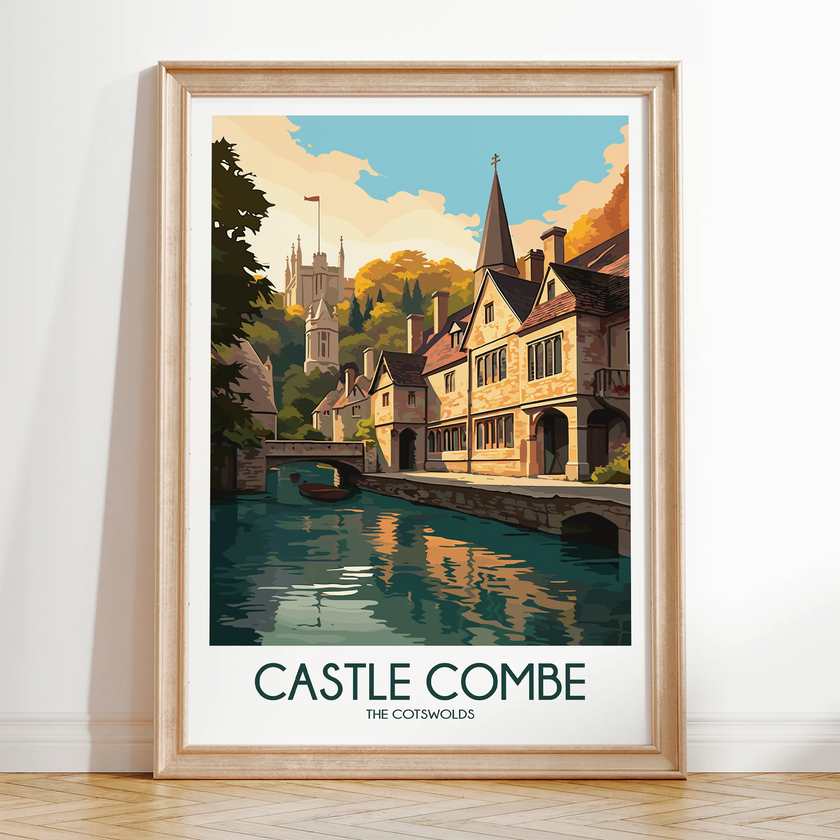 Castle Combe Retro Travel Illustration