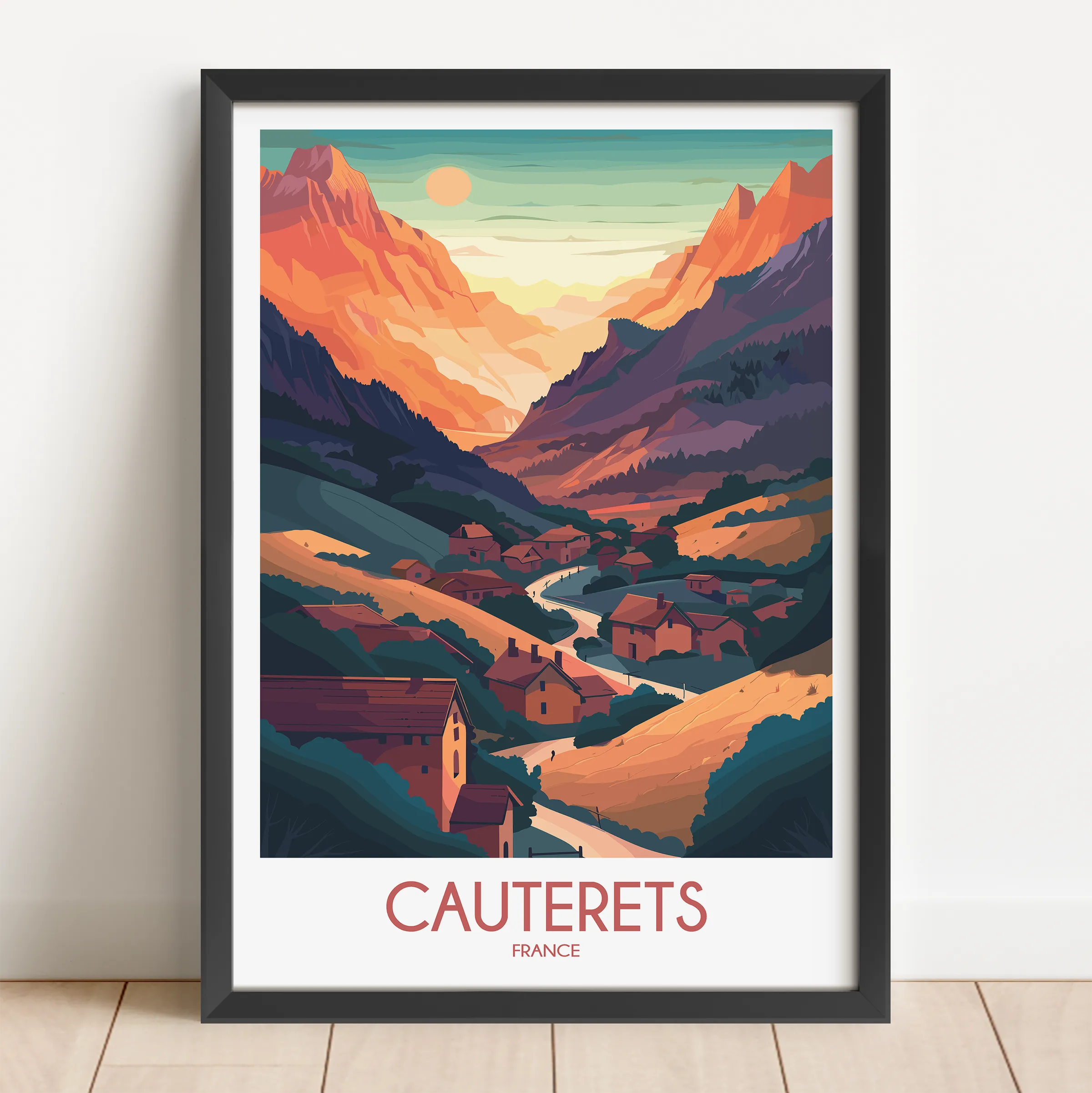 Cauterets Retro Travel Illustration