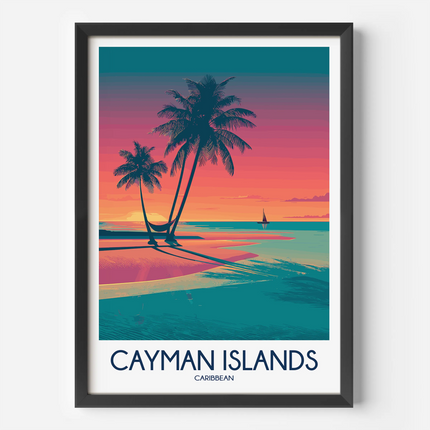 Cayman Islands Retro Travel Illustration