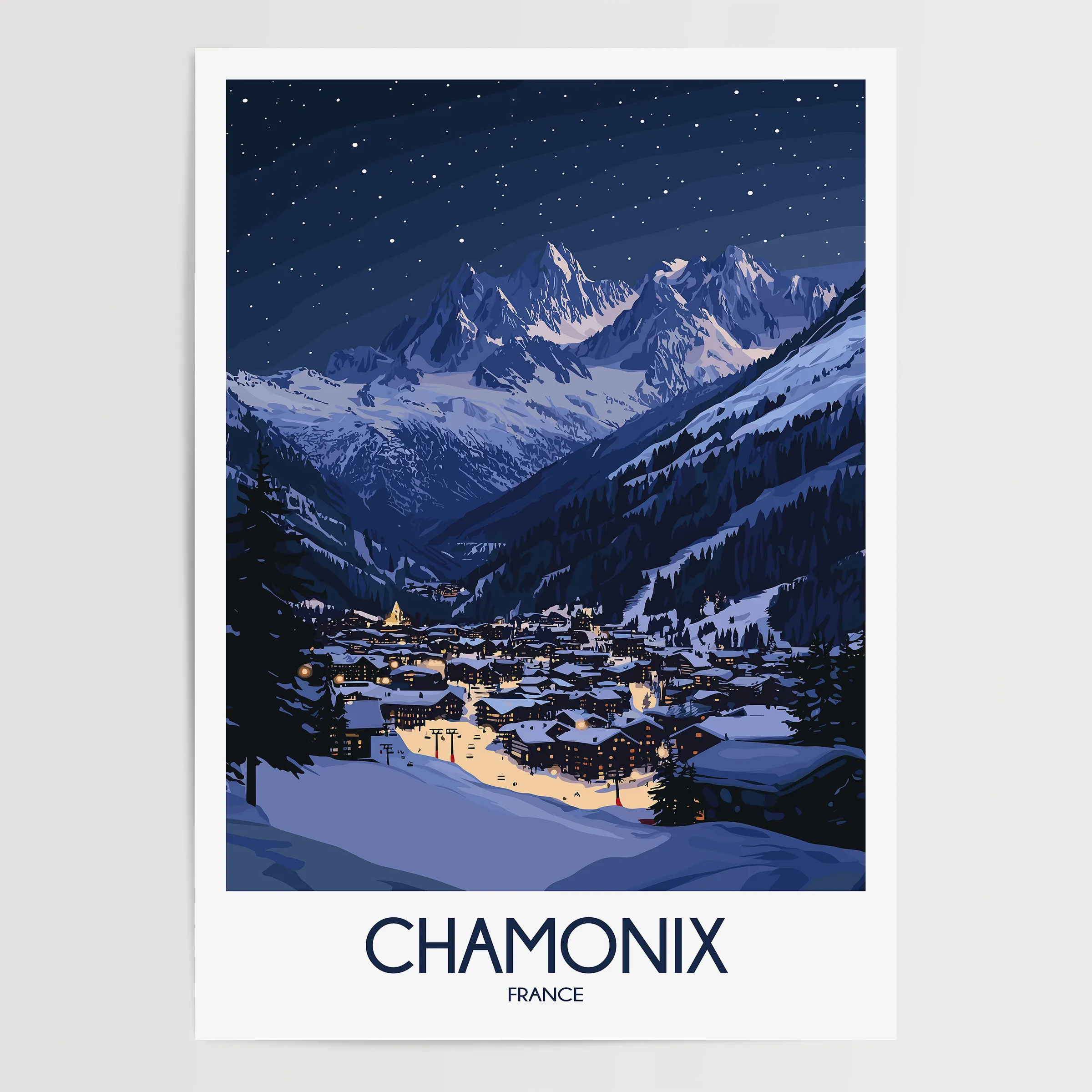 Chamonix Retro Travel Illustration