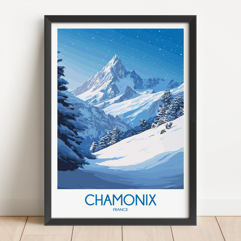 Chamonix Retro Travel Illustration