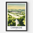 Champagne Retro Travel Illustration