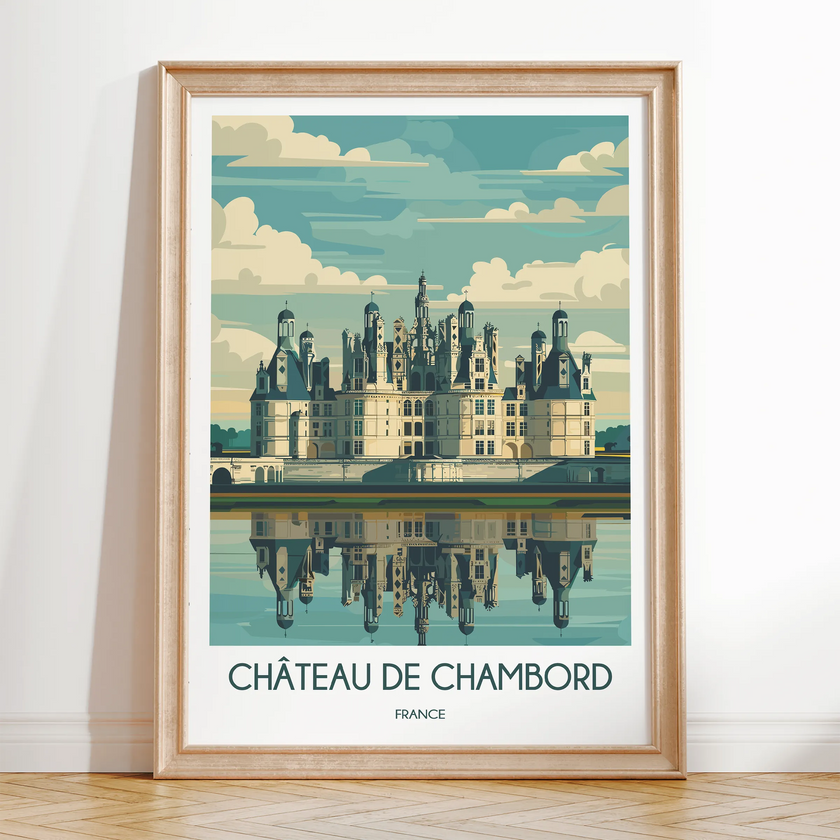 Chateau De Chambord Retro Travel Illustration