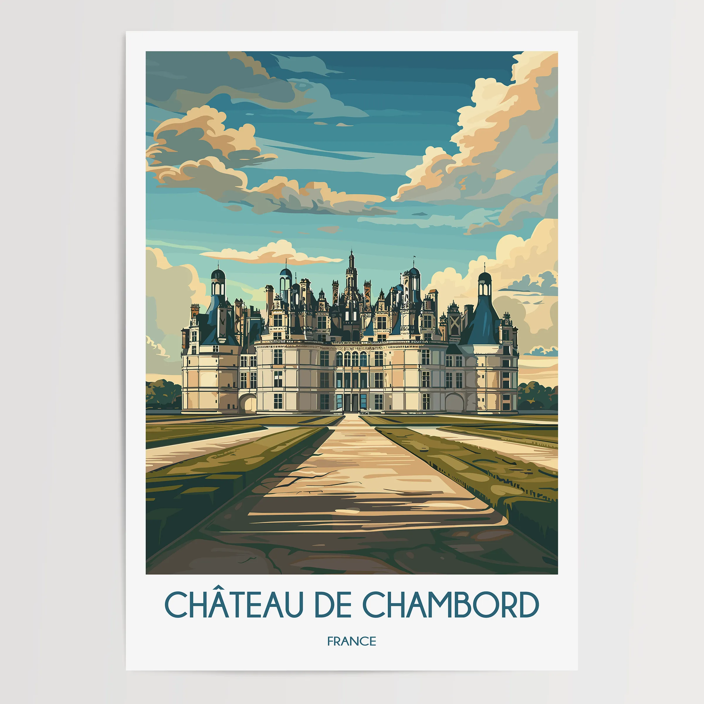 Chateau De Chambord Retro Travel Illustration