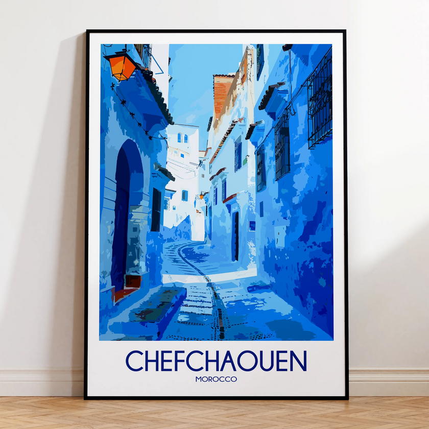 Chefchaouen Retro Travel Illustration