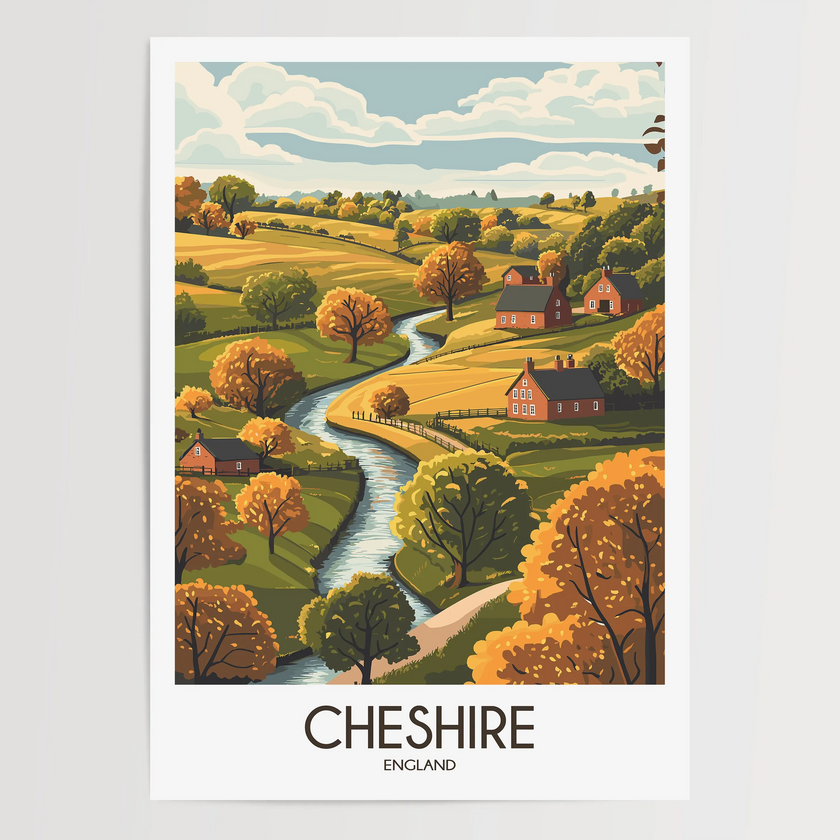 Cheshire Modern Travel Poster
