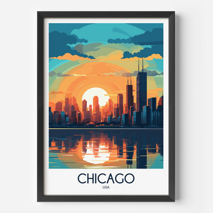 Chicago Retro Travel Illustration