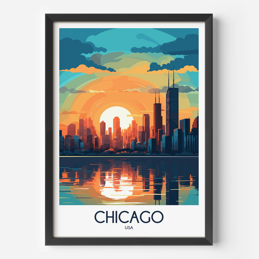 Chicago Retro Travel Illustration