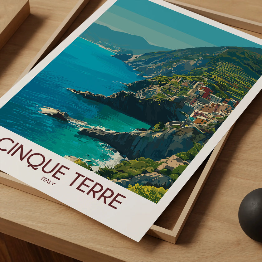 Cinque Terre Retro Travel Illustration