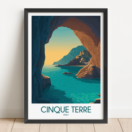 Cinque Terre Retro Travel Illustration
