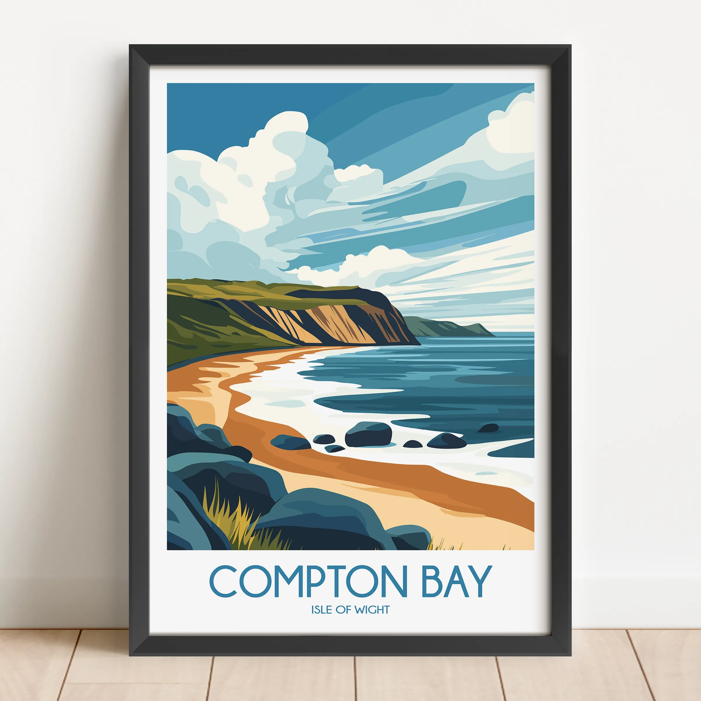 Compton Bay Retro Travel Illustration