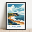 Compton Bay Retro Travel Illustration